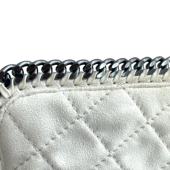 Stella McCartney Off-White Vegetarian Suede & Chain Quilted Shoulder Clutch Bag - Picture 10 of 10